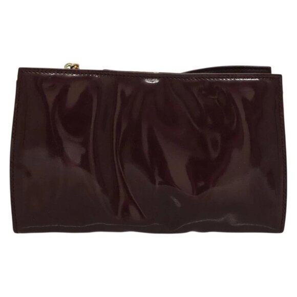 Salvatore Ferragamo Chain Vala Hand Bag Enamel Purple Gold - Picture 2 of 15